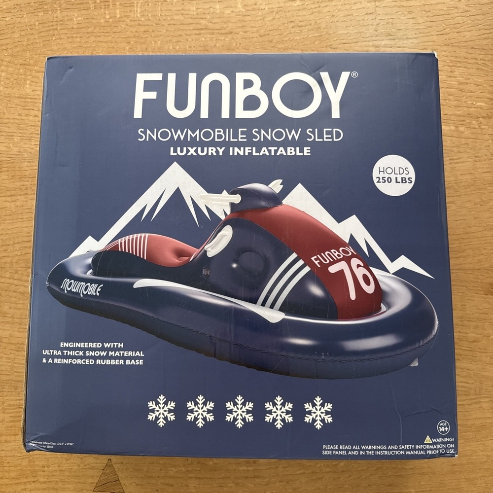 FUNBOY Giant 66" 2 Person Inflatable Luxury Winter Snowmobile Snow Sled NEW!